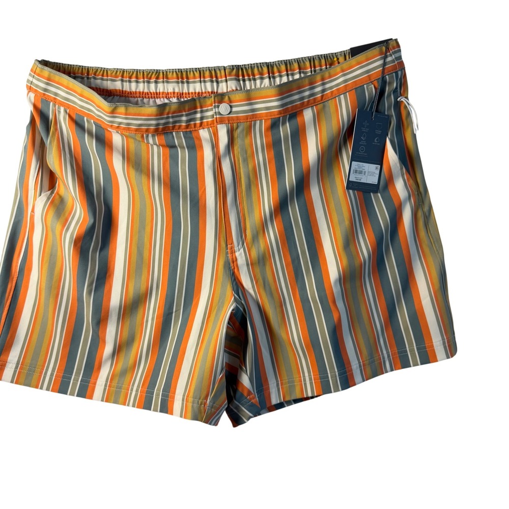 VRST Mens Multi Stripe 6 Inch Resort Relaxed Fit Swim Trunks Shorts XXL